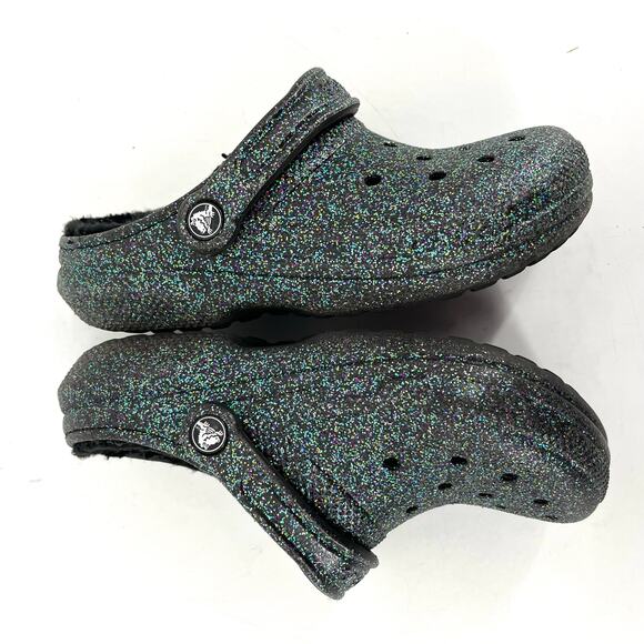 Crocs Classic Green Glitter Clog Fleece Lined Women's 6 - Picture 9 of 9